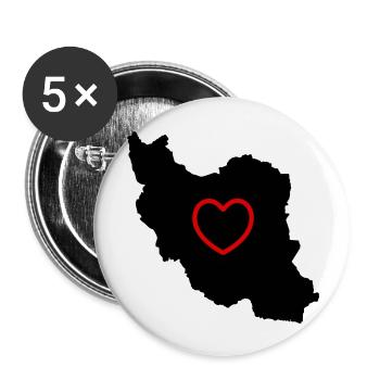 Iran Love - Buttons large 2.2''/56 mm (5-pack) - white - Front