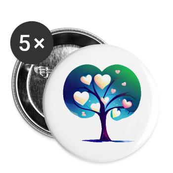 Saint-Valentin Mariage Amour Fiançailles Fête des mères - Lot de 5 grands badges (56 mm) - blanc - Devant