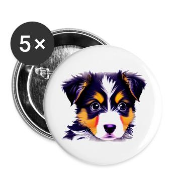 Hundeliebe Hunde Hund Schäferhund Hundehalter - Buttons groß 56 mm (5er Pack) - Weiß - Vorne
