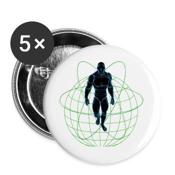 Erde Maschine Mensch Atom Roboter Maschinenmensch - Buttons groß 56 mm (5er Pack) - Weiß - Vorne