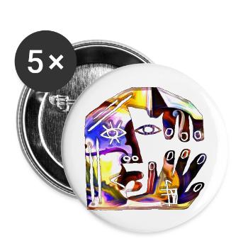 Illusion d’optique art psychédélique rétro formes sexe - Lot de 5 grands badges (56 mm) - blanc - Devant