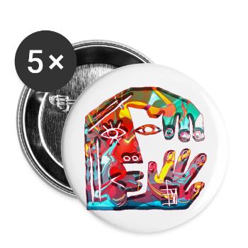 Illusion d’optique art psychédélique rétro formes sexe - Lot de 5 grands badges (56 mm) - blanc - Devant