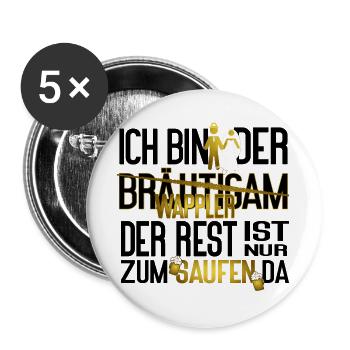Bräutigam JGA Männer Wappler Saufen Spruch - Buttons groß 56 mm (5er Pack) - Weiß - Vorne