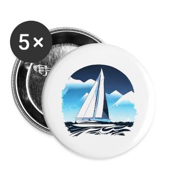 Voilier Voile Voilier Voilier Marin - Lot de 5 grands badges (56 mm) - blanc - Devant