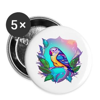 Cockatiel Budgie Bird Bird Propriétaire - Lot de 5 grands badges (56 mm) - blanc - Devant