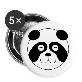 Panda Face 001 - Buttons large 2.2''/56 mm (5-pack) - white - Front