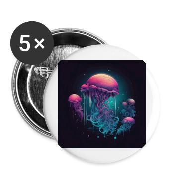 Neonfarbene Qualle schwimmt im Meer - Buttons groß 56 mm (5er Pack) - Weiß - Vorne