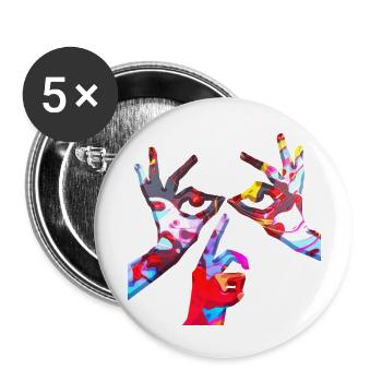 Illusion d’optique art psychédélique rétro formes sexe - Lot de 5 grands badges (56 mm) - blanc - Devant