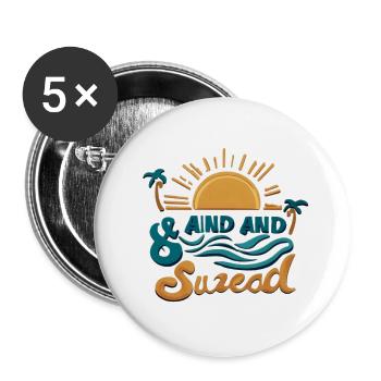 Sun, beach and sea - Buttons large 2.2''/56 mm (5-pack) - white - Front