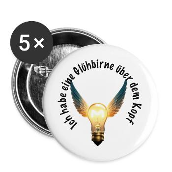 Ich habe eine Glühbirne über dem Kopf - Buttons groß 56 mm (5er Pack) - Weiß - Vorne