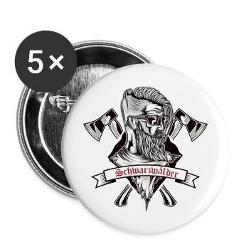 Schwarzwälder mit Axt Schwarzwald Schwarzwaldbub - Buttons groß 56 mm (5er Pack) - Weiß - Vorne