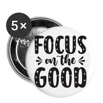 Concentrez-vous sur le bien - Lot de 5 grands badges (56 mm) - blanc - Devant