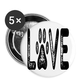 Dog Love - Buttons groß 56 mm (5er Pack) - Weiß - Vorne