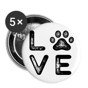 Dog Love - Buttons groß 56 mm (5er Pack) - Weiß - Vorne