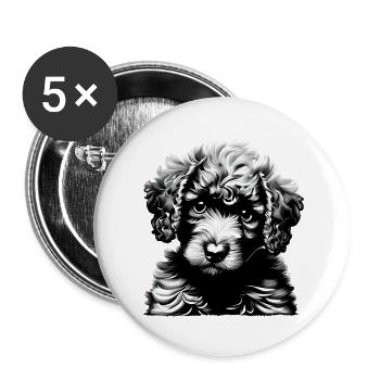 Poodle puppy Puodle puppy dog owner dog love - Buttons large 2.2''/56 mm (5-pack) - white - Front