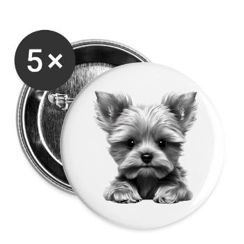 Chien Yorkshire Terrier Dog Propriétaire Chiot - Lot de 5 grands badges (56 mm) - blanc - Devant