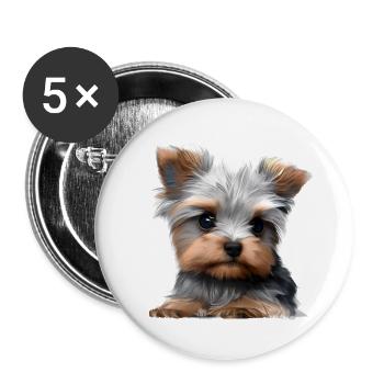 Yorkshire Terrier dog owner dog puppy - Buttons large 2.2''/56 mm (5-pack) - white - Front