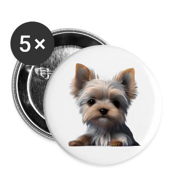 propriétaire de chien Yorkshire Terrier chiot chien - Lot de 5 grands badges (56 mm) - blanc - Devant