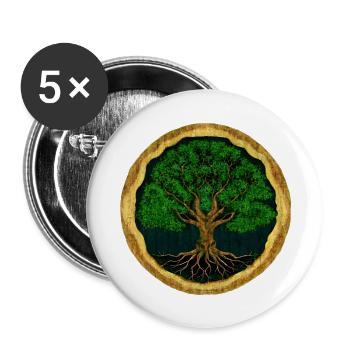Baum des Lebens - digitale Zeichnung - Holzoptik - Buttons groß 56 mm (5er Pack) - Weiß - Vorne