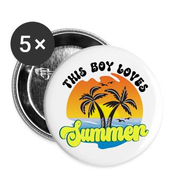 Dieser Junge liebt den Sommer - Buttons groß 56 mm (5er Pack) - Weiß - Vorne