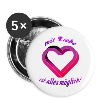 The impossible Heart - Buttons groß 56 mm (5er Pack) - Weiß - Vorne