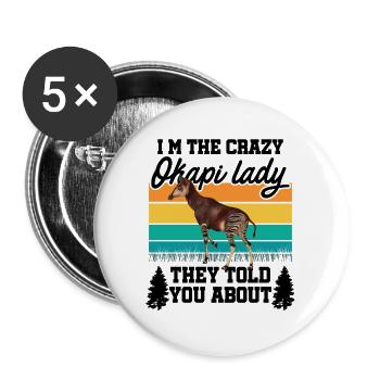I'm The Crazy Okapi Lady - Buttons large 2.2''/56 mm (5-pack) - white - Front