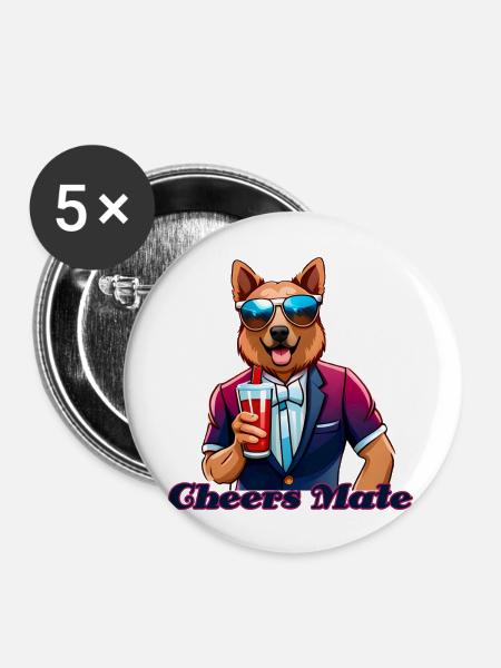 cheers mate - Buttons groß 56 mm (5er Pack) - Weiß