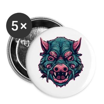 Schwein - Buttons groß 56 mm (5er Pack) - Weiß - Vorne