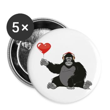 Gorilla with heart - Buttons large 2.2''/56 mm (5-pack) - white - Front