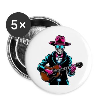 skeleton guitar top - Lot de 5 grands badges (56 mm) - blanc - Devant