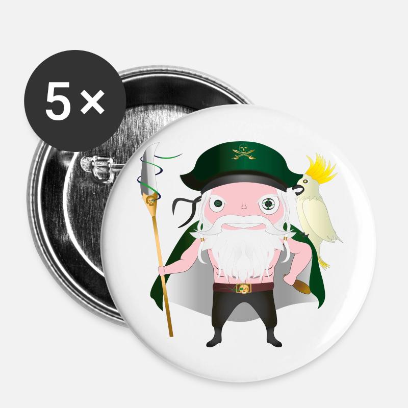 Captain Plank - Buttons large 2.2''/56 mm (5-pack) - white