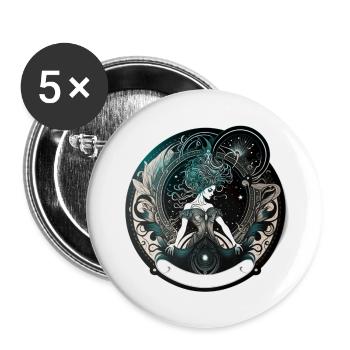 femme face signe verseau - Lot de 5 grands badges (56 mm) - blanc - Devant