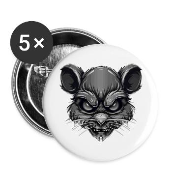 Maus - Buttons groß 56 mm (5er Pack) - Weiß - Vorne