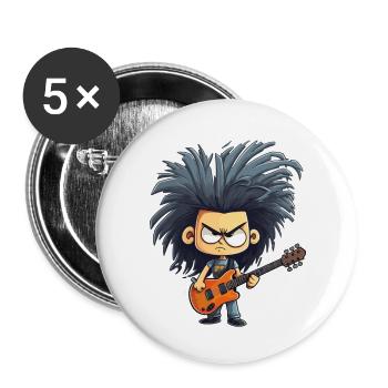 Crazy Guitar - Buttons groß 56 mm (5er Pack) - Weiß - Vorne