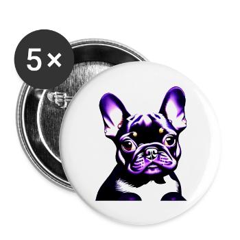 Chiens Propriétaire de chien Chien bouledogue français - Lot de 5 grands badges (56 mm) - blanc - Devant