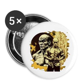 Kung Fu Kämpfer - Buttons groß 56 mm (5er Pack) - Weiß - Vorne