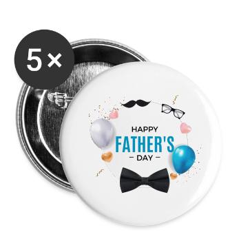 Gift Father's Day - Dad is the Best / Men's Day - Buttons large 2.2''/56 mm (5-pack) - white - Front