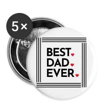 Cadeau Fête des pères - Papa est le meilleur / Fête des hommes - Lot de 5 grands badges (56 mm) - blanc - Devant