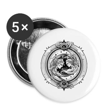 gemeaux 2 femmes - Lot de 5 grands badges (56 mm) - blanc - Devant