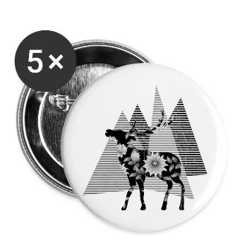 Hirsch - Buttons groß 56 mm (5er Pack) - Weiß - Vorne