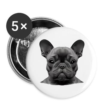 Chiens Chien bouledogue Français Chien Propriétaire - Lot de 5 grands badges (56 mm) - blanc - Devant