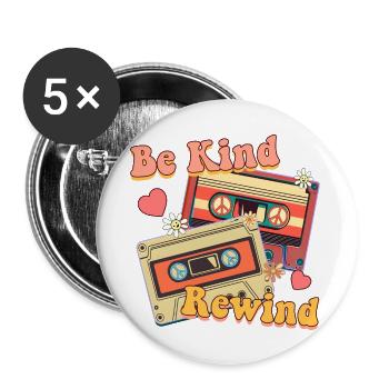 Seien Sie freundlich Zurückspulen - Buttons groß 56 mm (5er Pack) - Weiß - Vorne