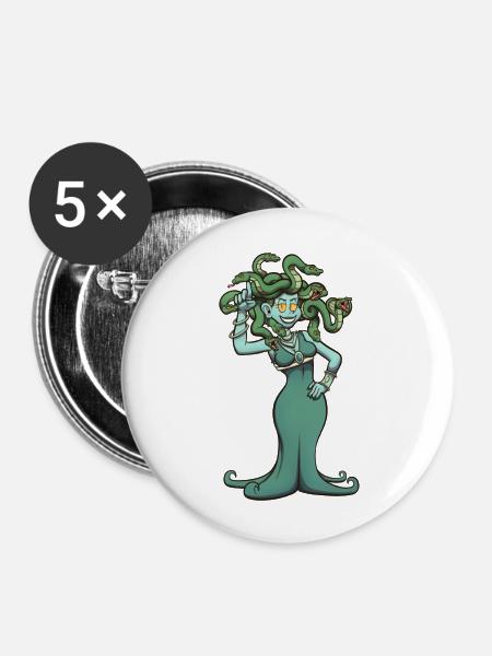 Medusa - Buttons groß 56 mm (5er Pack) - Weiß