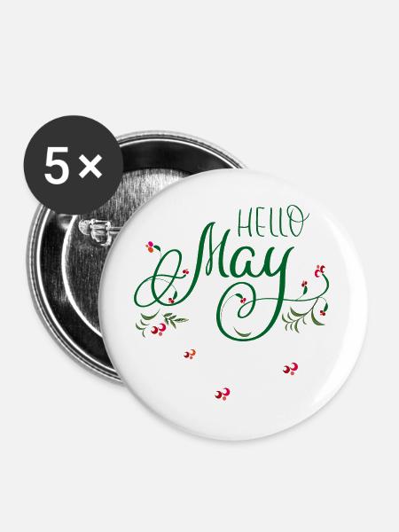 Mai, Monat, Frühling - Buttons groß 56 mm (5er Pack) - Weiß