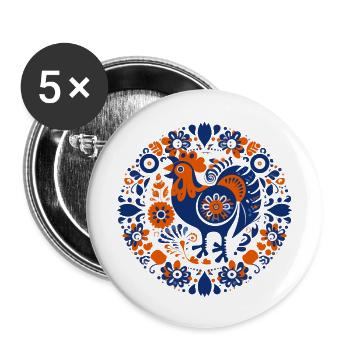 Der Vintage-Hahn - Buttons groß 56 mm (5er Pack) - Weiß - Vorne