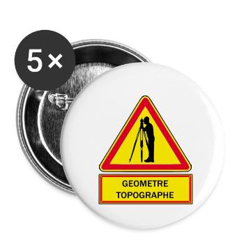 Géomètre topographe - Lot de 5 grands badges (56 mm) - blanc - Devant