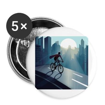 Héros du vélo de route avec des promenades en cape sur son vélo - Lot de 5 grands badges (56 mm) - blanc - Devant