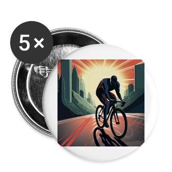 Road bike hero with cape rides on his bike - Buttons large 2.2''/56 mm (5-pack) - white - Front