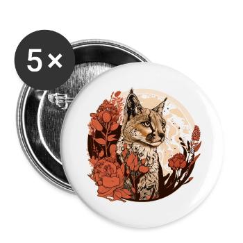 Luchs - Buttons groß 56 mm (5er Pack) - Weiß - Vorne