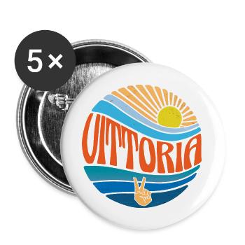 Vittoria Hemd Vintage Sonnenuntergang Vittoria Groovy Krawatte - Buttons groß 56 mm (5er Pack) - Weiß - Vorne